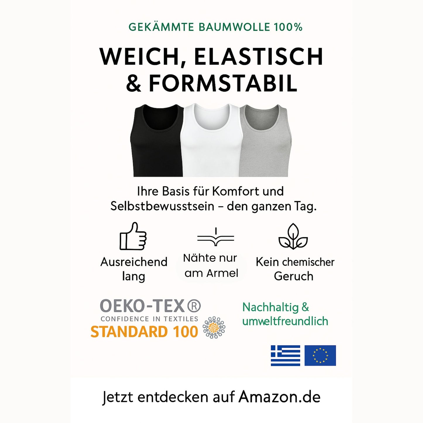 LeeSandro&Sons | Herren Unterhemden | Baumwolle, Ärmellos, Achselhemd, Made in EU
