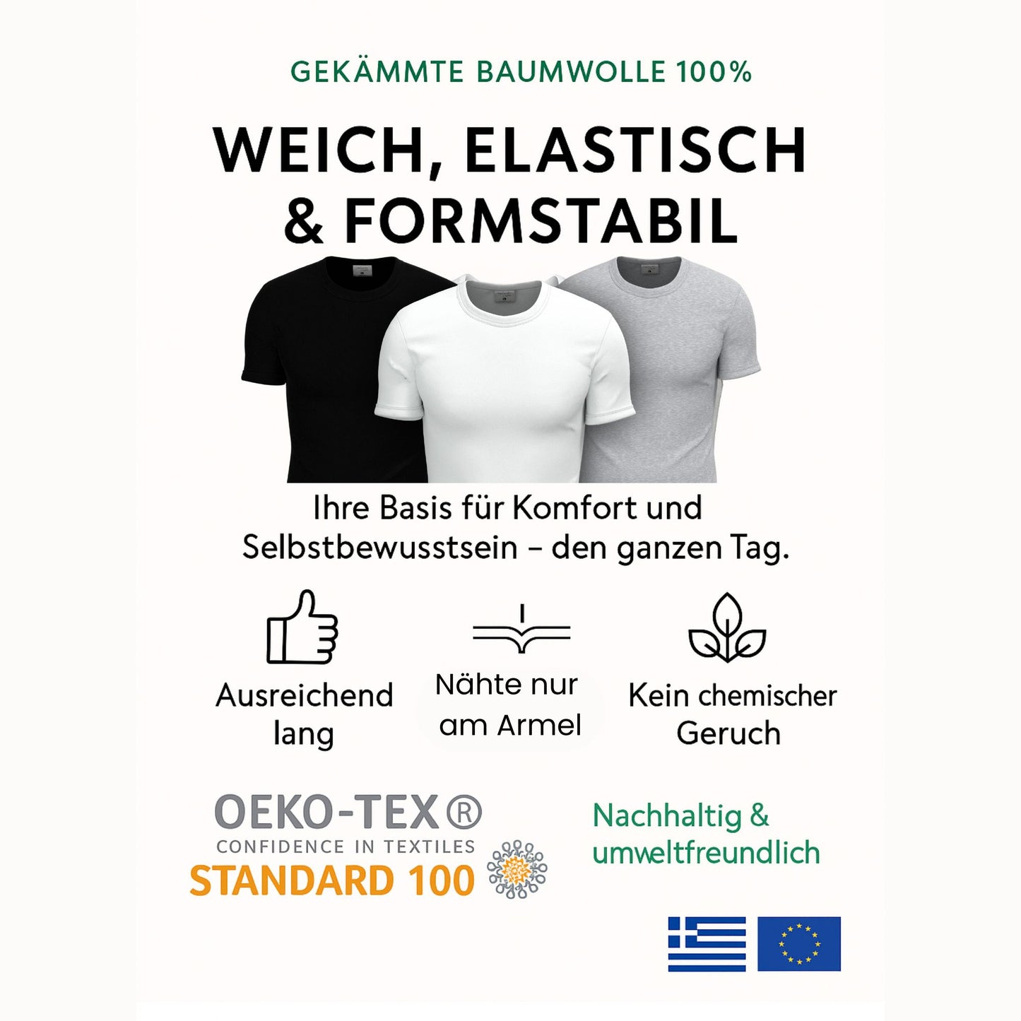 LeeSandro&Sons | Herren Unterhemden | Baumwolle, Kurzarm, Made in EU